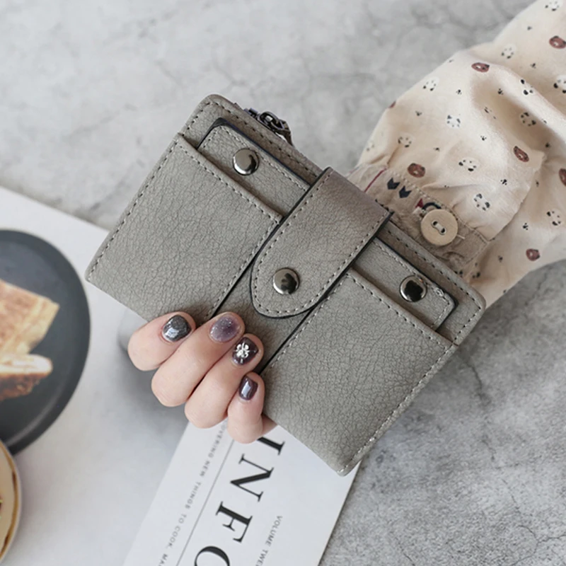 

leather Wallet women wallets Woman Short Fund European 2 Fracture Small Change Pu Soft Noodles Hasp Student Wallet 2019 purse