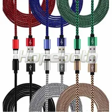 1000 шт., длина 1 метр, Алюминий сплав тканевый USB кабель с нейлоновой оплеткой кабель передачи данных micro-наборы аксессуаров для телефонов для samsung s3 s4 s6 s7