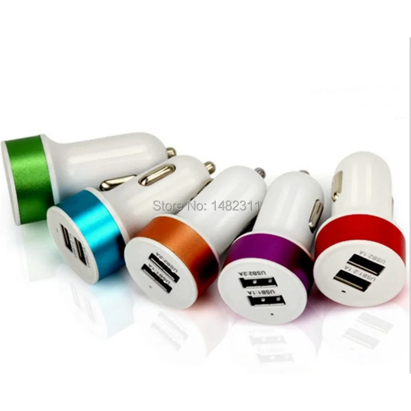 Car Charger Adapter USB Socket 2 Port Dual USB Car charger 100PCS