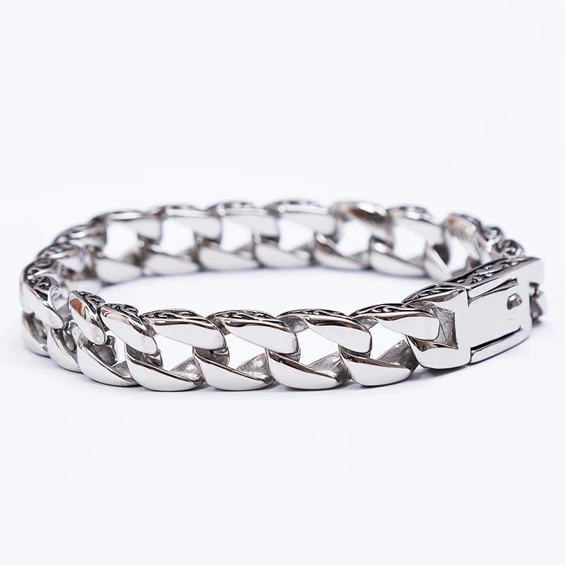 Bracciale Acciaio Da Uomo A Catena Cubana 8,5/10,5cm - Foto 4