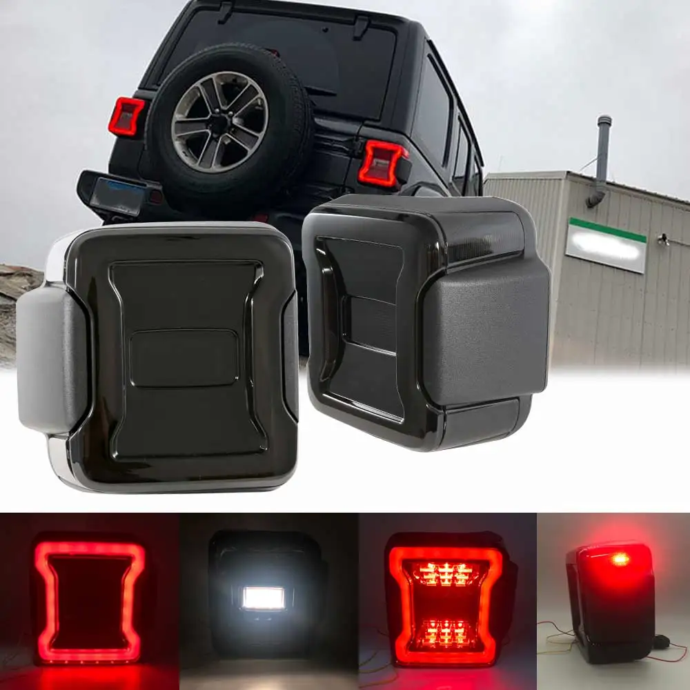 

The Newest For Jeep Wrangler JL 2018 2019 For Jeep Wrangler Taillights Smoked LED Tail Lights with USA Version
