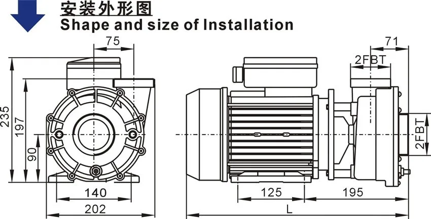 LX Ванна насос Модель WP 300 II двойной/две скорости WP300-II 3.0HP/2.2KW 2200 W/3,0 PS высокая скорость, 450 W/0,62 PS низкая скорость