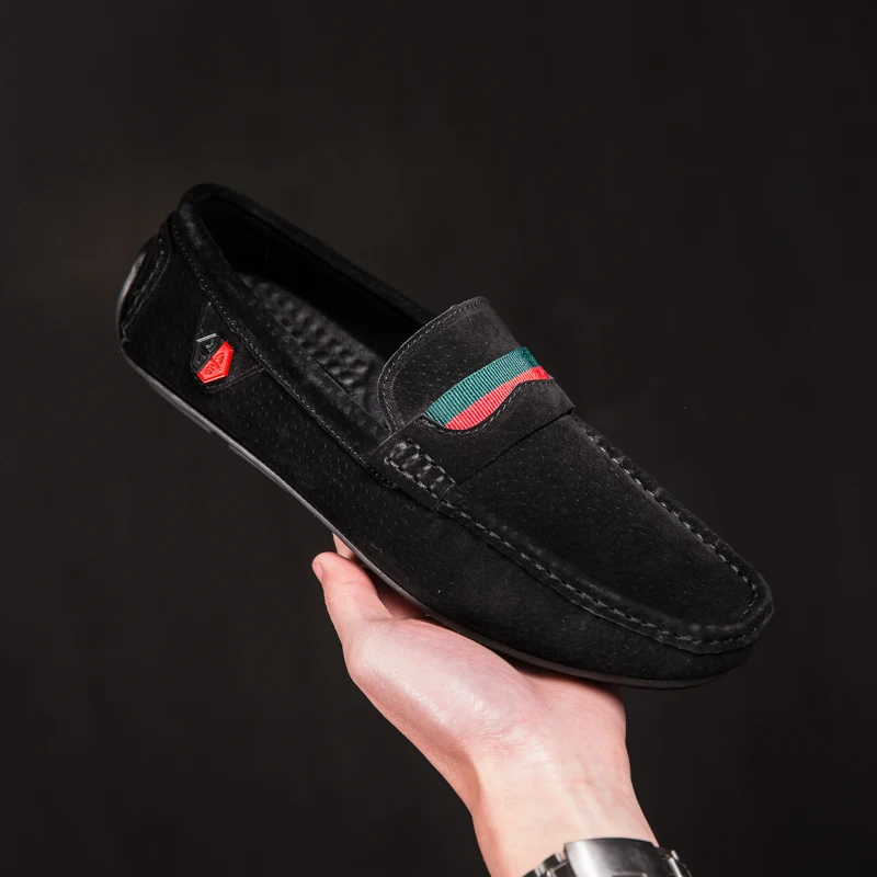 

Boat Shoes men Summer Spring Men Car Driving Shoes Loafers Leather Suede Casual Shoes Breathable Male Casual Flats Loafers Black