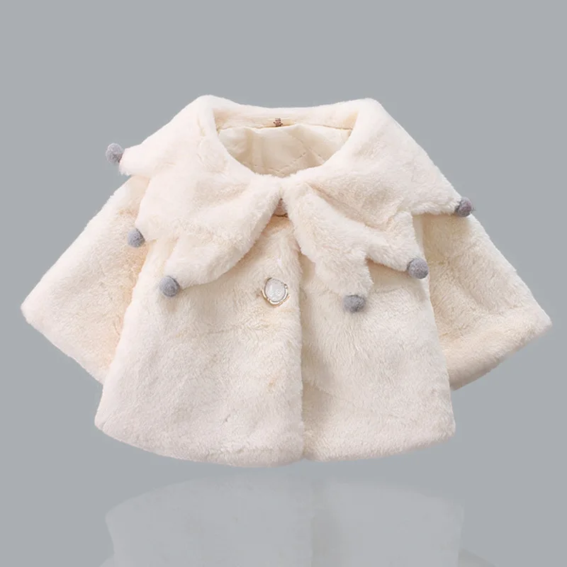 Обувь для девочек утолщение Мех животных пальто Верхняя одежда принцессы Детская одежда из Кореи осень-зима - Цвет: Бежевый