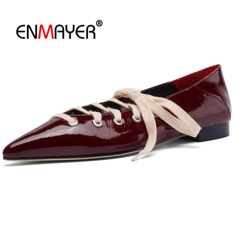 wine Tacco Basso Donne A Enmayer Mujer Modo 34 Di In Tacon Zapatos Ly439 Punta 2018 Black Pelle Formato Red Pompe 39 Vera BXARwqA