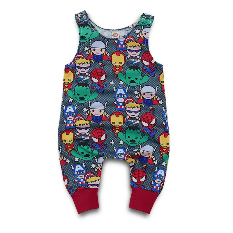 

Summer Baby Boys Girls Romper Explosion Models Newborn Sleeveless Cartoon Print Superhero Jumpsuit Children Outfits Clothes