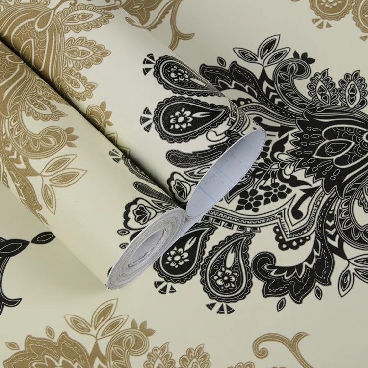 10m European PVC Waterproof self-adhesive Damascus wallpaper bedroom home renovationTV background wall sticker papel de parede