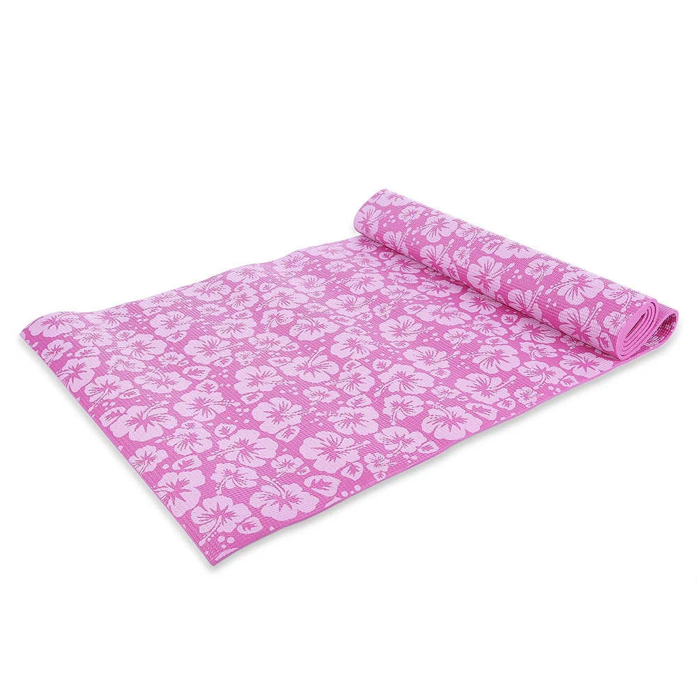 

Free Shipping PVC Yoga Mat 0.6cm Flower Printing Yoga Mat Health Lose Weight Exercise Pad Red Yoga Mat Fitness Pad Equippment