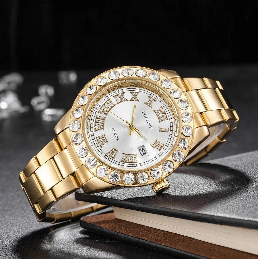 2019 высококачественные мужские часы лучший бренд класса люкс кварцевые часы с бриллиантом деловые мужские часы Неделя даты