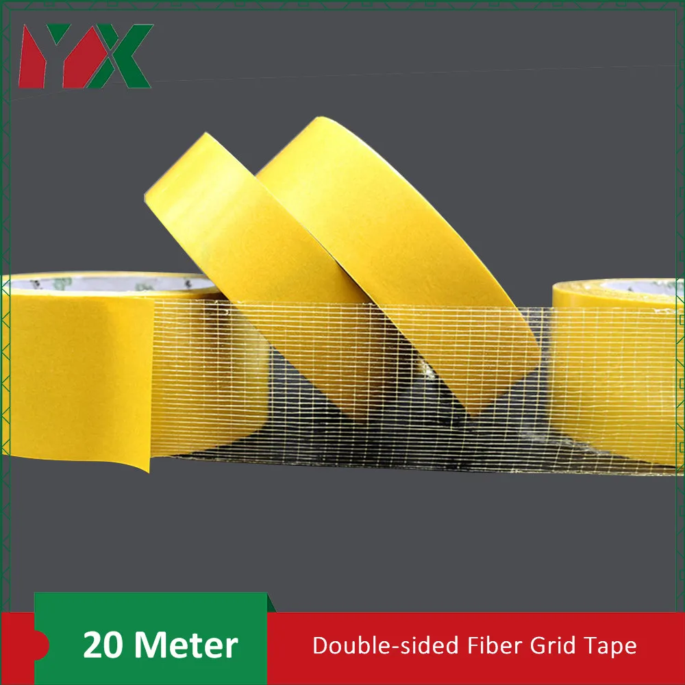 YX 1 рулон 20 м двухсторонняя лента высоковязкая сетка волокно прозрачная двухсторонняя лента липкая клейкая волоконная ленточная сетка