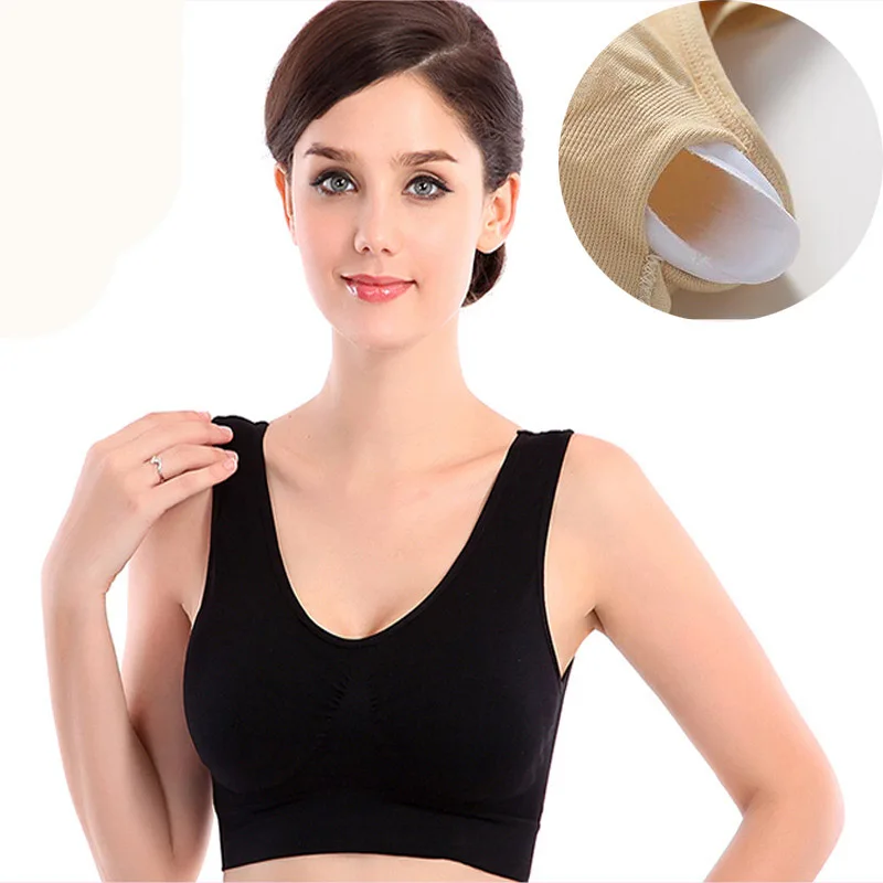 

Big size Sponge insert sexy Bra Pad cup Underwear Vest bra plus size Fitness Crop Tops seamless push up bra sleep t shirt bra