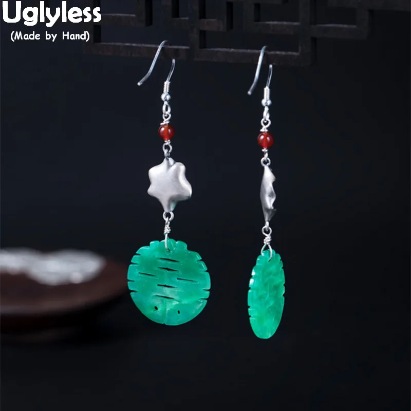 Hot China natural manual carving black green jade Magnolia pendant Necklace