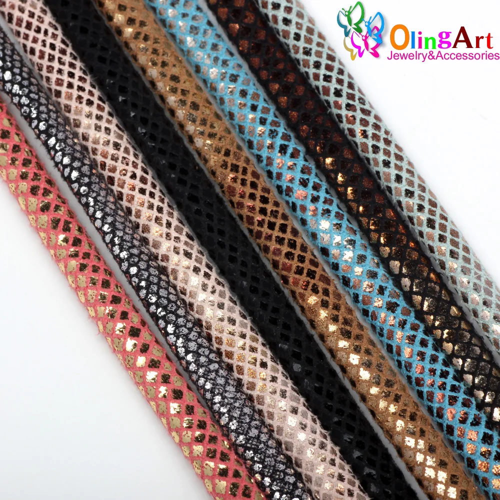 OlingArt 6mm 2m/Lot Half Round PU Leather Cord Rope For European Style DIY Necklace Bracelet Choker Craft Jewelry Making NEW