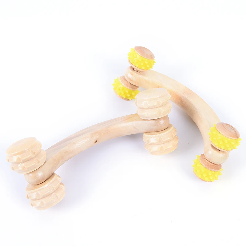 Buy 1pc Four Wheels Wooden Handheld Body Roller Massager Solid Wood Full Body