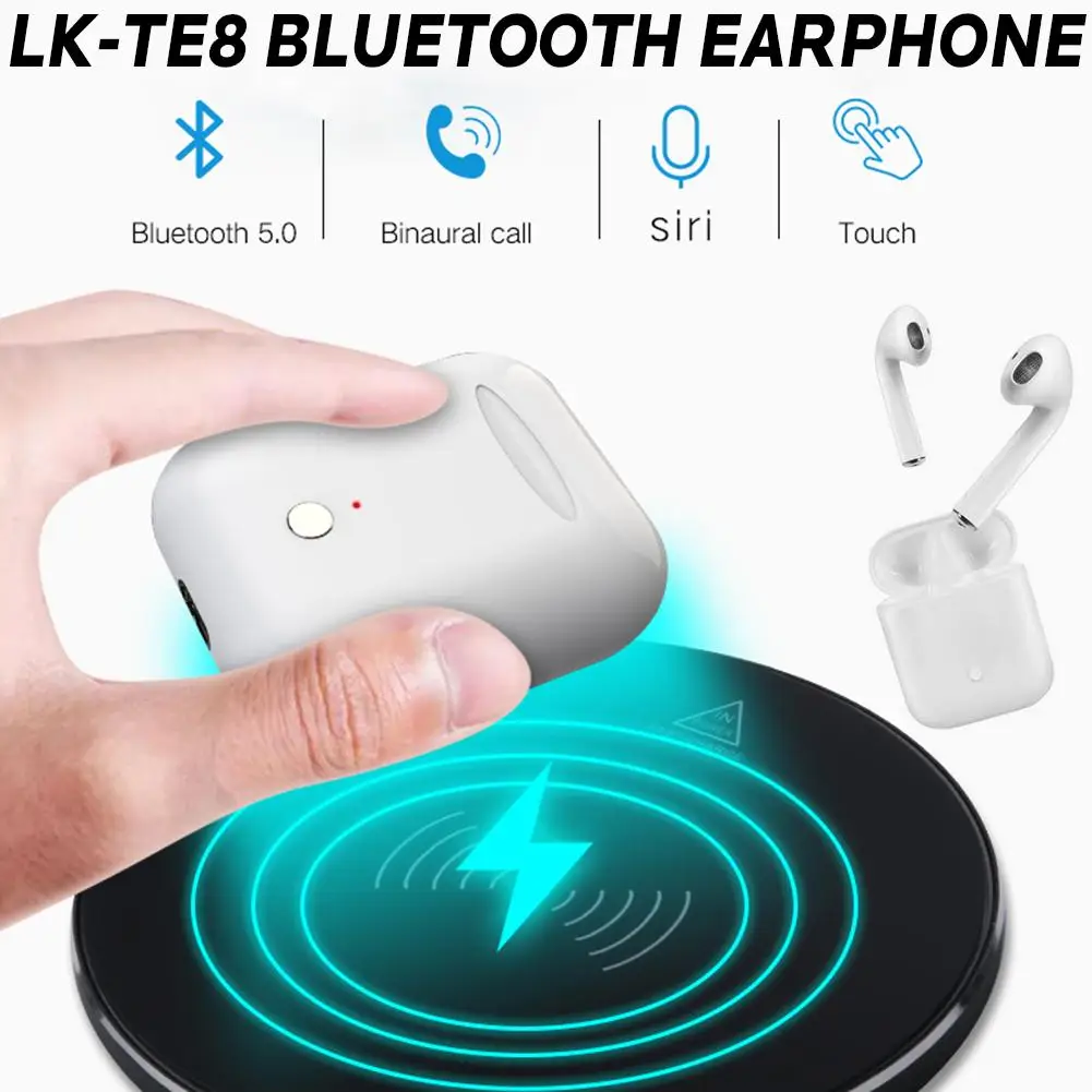 LK-TE8 Touch Type Wireless Bluetooth Binaural Calls Smart Earphones Wireless Charging Bluetooth 5.0