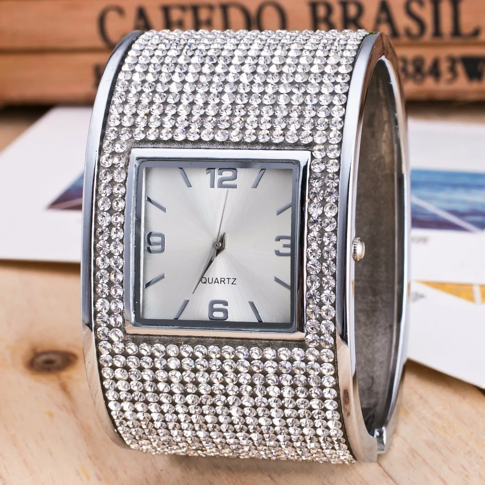 Beste 2018 Luxe Zilveren Womens Armband Horloges Dames Jurk Horloges Quartz Horloges Diamant Horloge Relogio Feminino Vierkante Klok