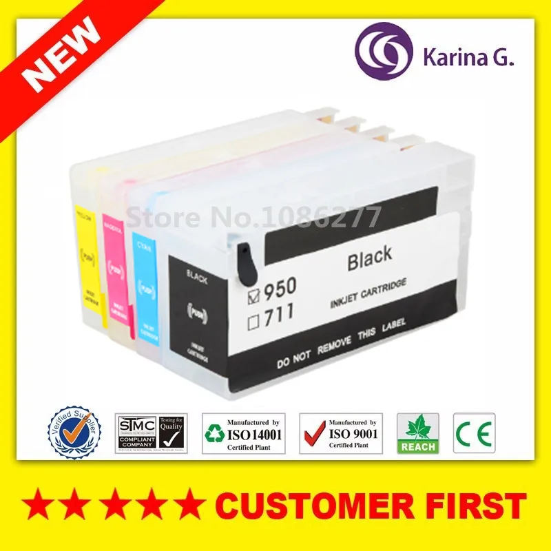4x Empty Refillable Ink Cartridge For HP950 HP951 suit 8610 8620 8630 8660 8680 8615 8625 251DW 276DW With Chip | Компьютеры и офис