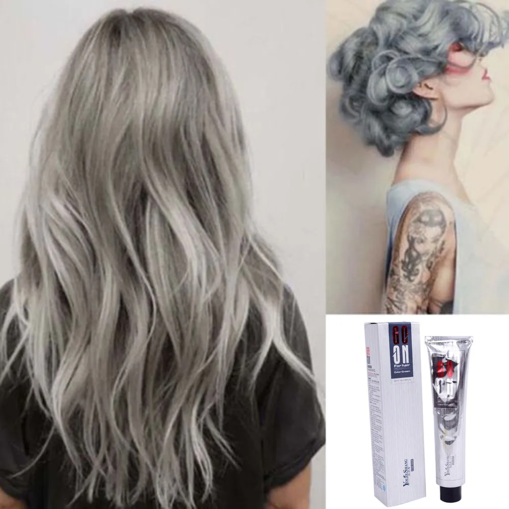 100 мл,, 1 шт., модный Перманентный светильник-краска для волос в стиле панк, серый, серебристый цвет, крем, 100 мл, временная краска для волос, тушь для ресниц, крем-краска для волос