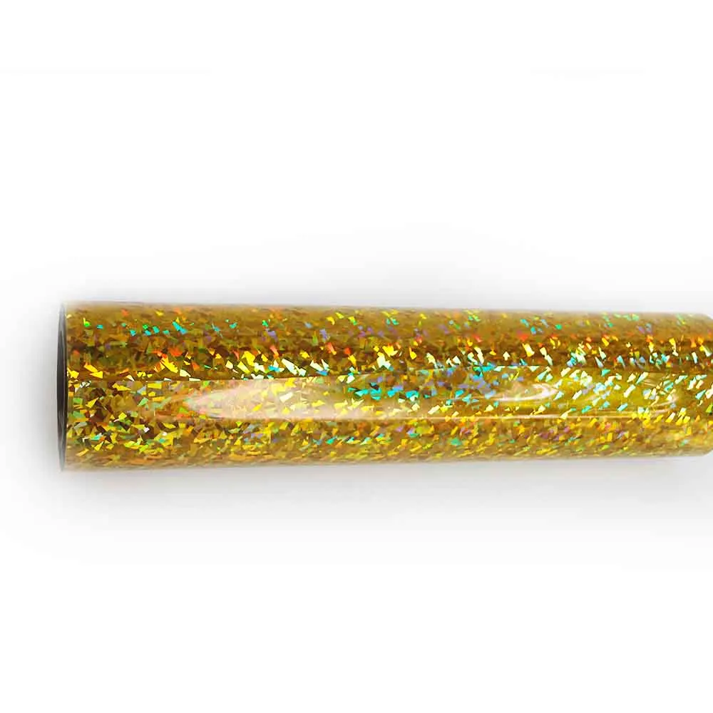 

50X300CM(20"X10FT)HOLOGRAPHIC CRYSTAL GOLD HEAT PRESS TRANSFER VINYLl for T-SHIRT IRON ON