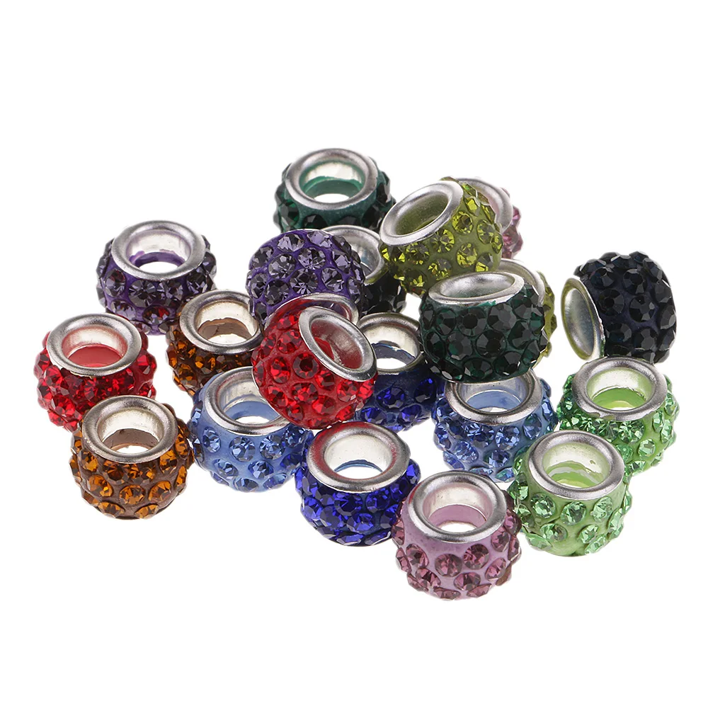20pcs 10mm Made of Clay, Crystal Large Holes Beads For DIY Jewelry Making, Sewing Accessories