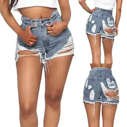 MUQGEW 2019 новые летние джинсы Для женщин Дамы со средней посадкой рваные джинсы черные брюки-леггинсы из искусственной кожи Короткие шорты