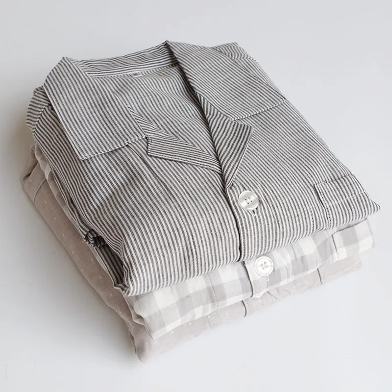 Men's Pajamas Summer Short Sleeve Cardigan Stripe Sleepwear Cotton Thin Pyjamas Men's Sleep Lounge Pajama Set Trousers Men's Pajamas Summer Short Sleeve Cardigan Stripe Sleepwear Cotton Thin Pyjamas Men's Sleep Lounge Pajama Set Trousers