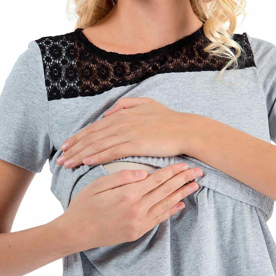 Women Pregnancy Clothes Maternity Clothing Breastfeeding Tee Nursing Tops Short Sleeved T-shirt Multi-functional Mother Tshirt