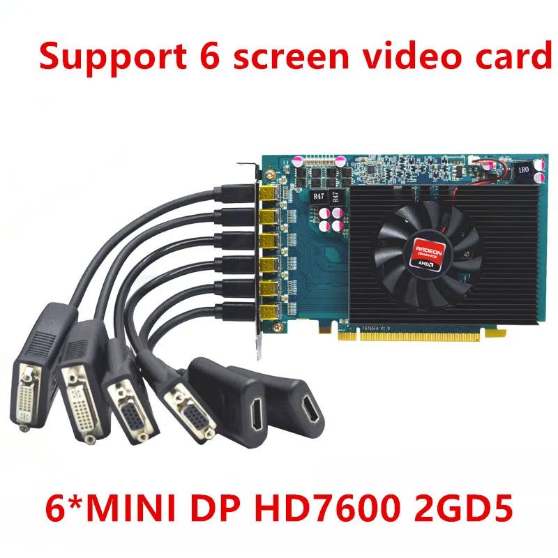 

New HD7600 2GD5 video card 128BIT 6 MINI DP supports 6 screens Graphics card
