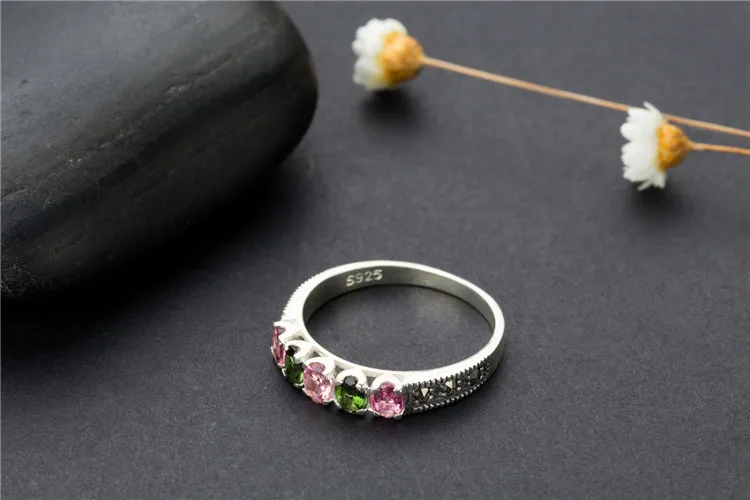 FNJ чистое серебро 925 пробы натуральное кольцо с турмалином для женщин ювелирные изделия S925 тайское Серебряное кольцо для женщин свадебный подарок LR59