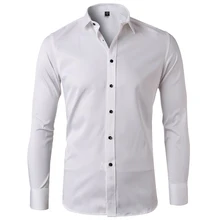 Высокое качество, весна и лето, повседневные мужские официальные рубашки, облегающие, одноцветные, с длинным рукавом, Корейская рубашка для мужчин, Прямая поставка B651