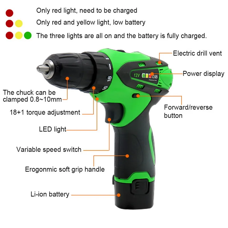 1 шт. 12 В многофункциональная отвертка дрель электрооборудование Аккумуляторная Беспроводная электрическая дрель с литиевой батареей инструмент для сверления