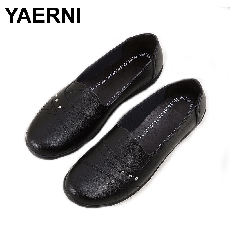 

YAERNI 2019New Women Ballet Flats ShoesSlip On Loafers Soft Leather Women's Moccasins Shallow Boat Shoes Ballerina Zapatos Mujer