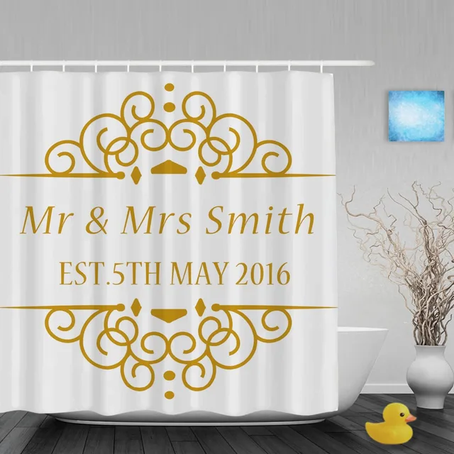 Custom S Name And Wedding Date Shower Curtain Personalized Custom S Name And Wedding Date Shower Curtain Personalized Bathroom Curtains Polyester Fabric With Hooks