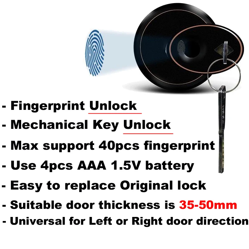  RAYKUBE Biometric Fingerprint Door Lock Knob Smart Keyless Deadbolt Lock Home Office Door Keyed Loc - 33022871833