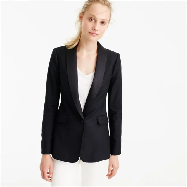 Chaqueta negra, pantalones blancos, trajes de negocios