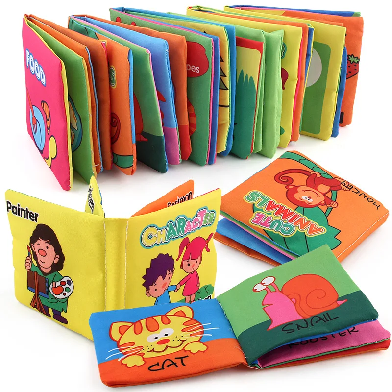 

6 Patterns Baby Educational Cloth Books Toy Soft Cloth Infant Readings Animal Color Number Learning Toys for Newborn 0-3 Years