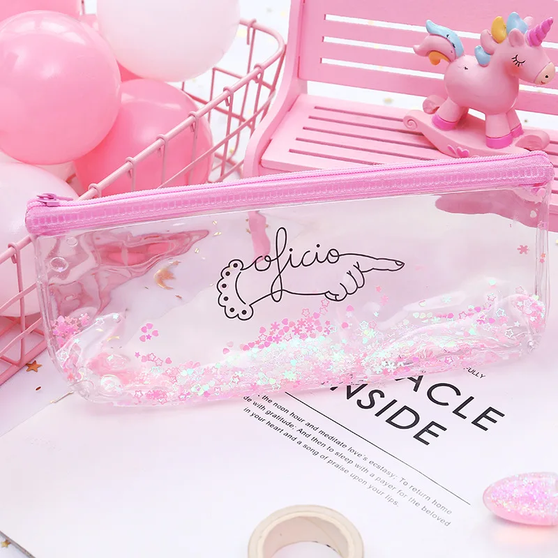

Cute Transparent Flower Pencil Bag & Case For School Stationery For Girls Student Birthday Gift Storage Bag