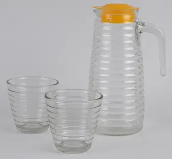 

Glass water bottle wave style 1 kettle +2 cups 3 pcs set Juice Drinkware