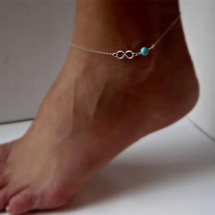 

European And American Creative Jewelry Fashion Summer All-match Luck 8 Simple Beaded Anklets Wholesale Female Bracelet Cheville