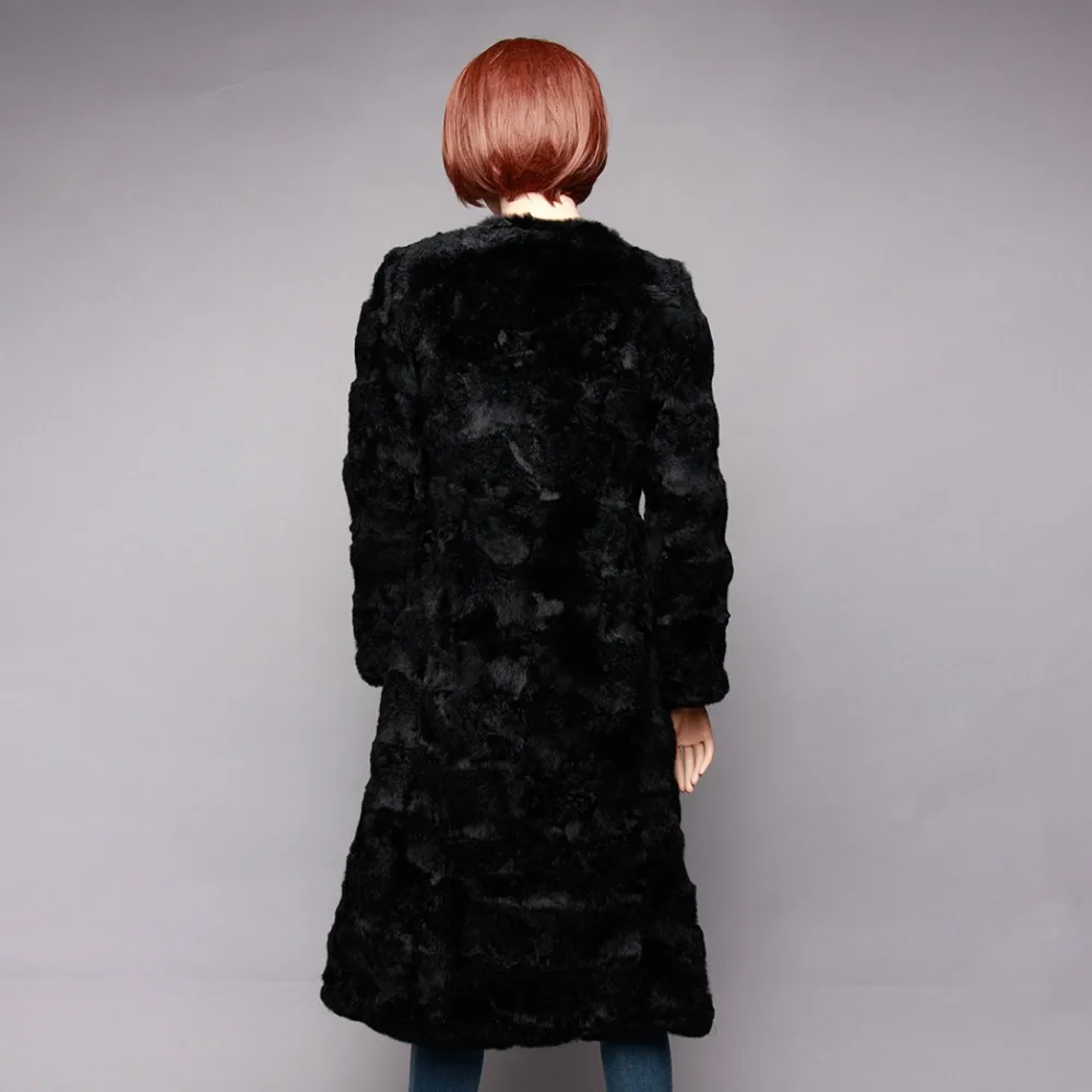 X Long Женское пальто из кроличьего меха 5XL 6XL на заказ зимнее натурального для