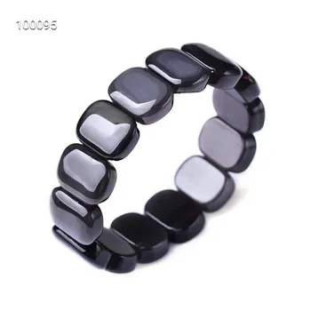 

Genuine Natural Ice Obsidian Gemstone Crystal Rectangle Bead Bangles Bracelets For Women Men 19*7mm Drop Shipping