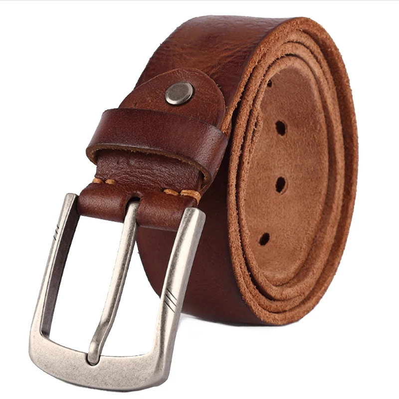 Baratos De lujo de los hombres de la correa cinturones puntas hebilla genuina correa de cuero del hombre de jean de la alta calidad de ancho de color marrón moda entrega gratuita