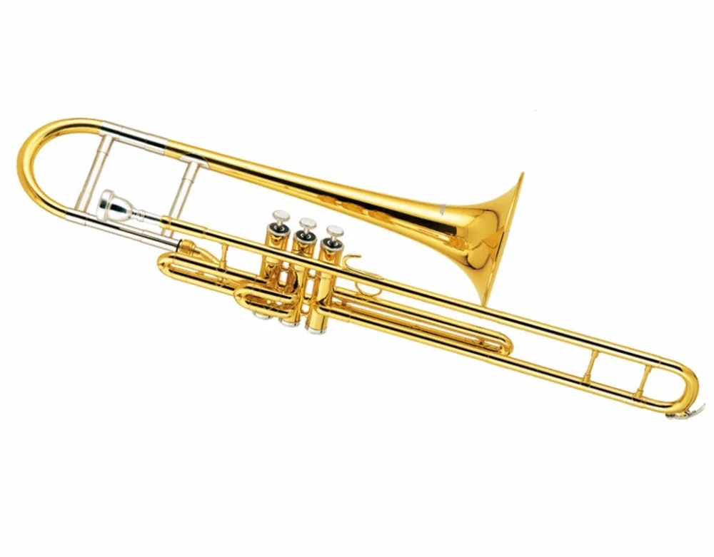 Eb Piston Trombone Brass Body with Wood case and
