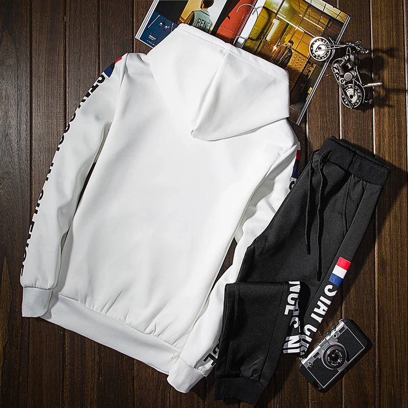Спортивная Демисезонный раздел толстовки + брюки Повседневное костюм свитер Для мужчин костюм Одежда большого размера M-4xl с длинными