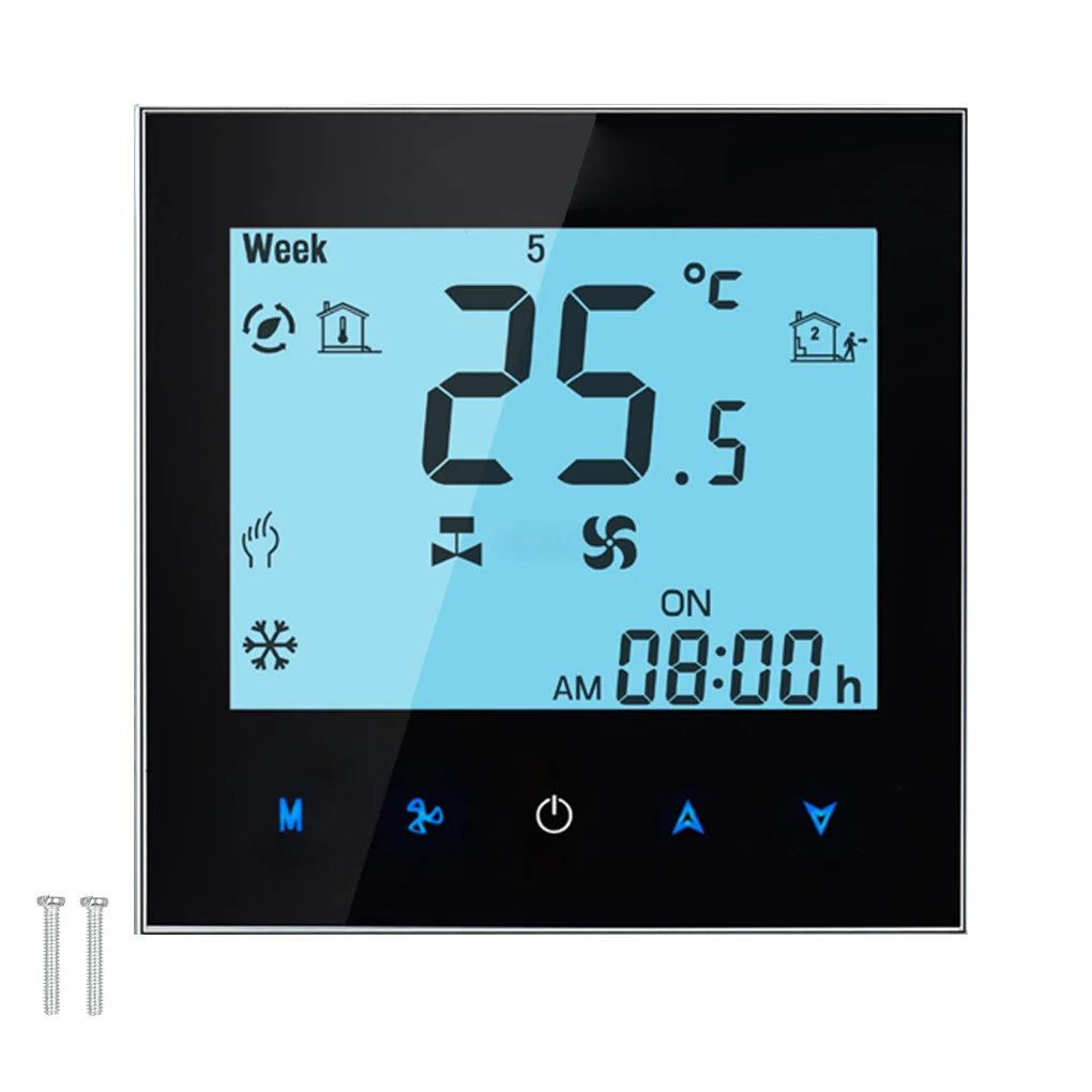 

Central Air Conditioner Touchscreen Temperature Controller Timing Programmable Thermostat White Backlight 2 Pipe