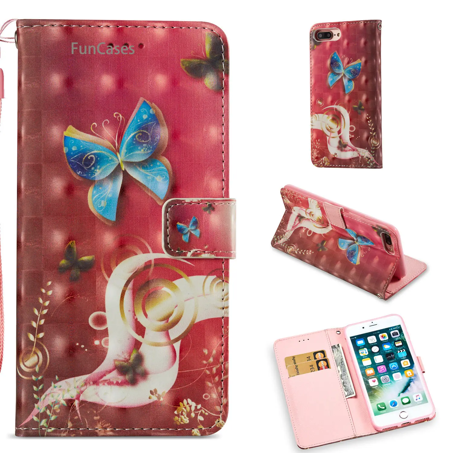 Pretty Wind Bell Flip Phone Case sFor Capa iPhone 7 Plus Soft Silicone Back Cover Protect Flip Phone Case iPhone 8 Plus