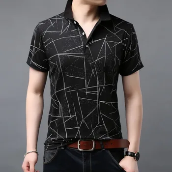 

High Quality Men's Polo 2019 New Business Geometric Design Cotton Short Sleeve Polos Shirt Summer Regular Clothes F6901