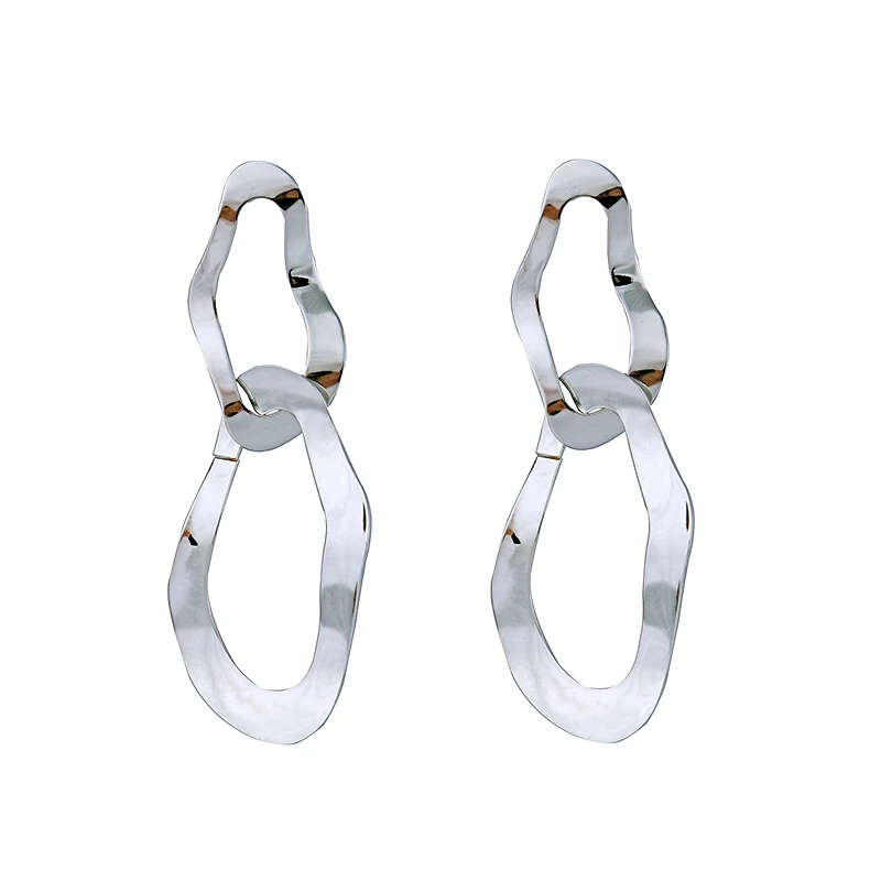 LWONG серьги-кольца золотого и серебряного цвета с двойным взмахиванием, минималистичные серьги в уличном стиле, большие геометрические серьги, подарки