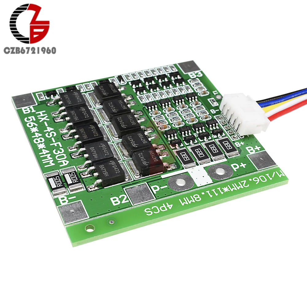 4S 30A 14,8 V литий-ионный аккумулятор 18650 BMS пакеты Щит защиты печатной платы модуль баланс интегральные схемы с проводом 45x56X3mm