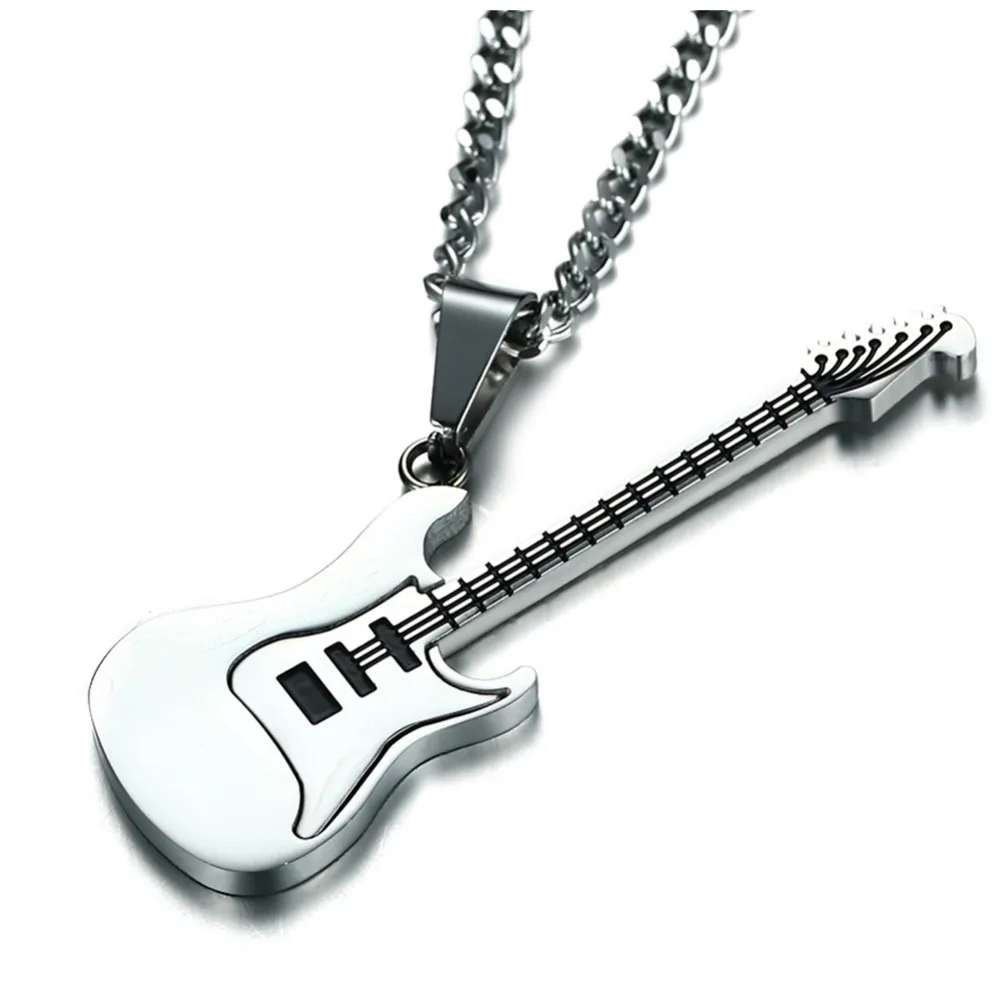 Enamel Guitar Necklace & Pendant For Women / Men Hip Hop pendentif